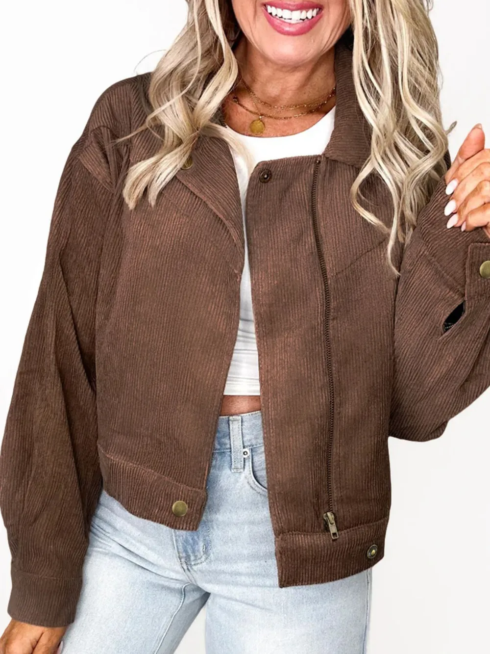 Corduroy Cropped Bomber Jacket, image 2