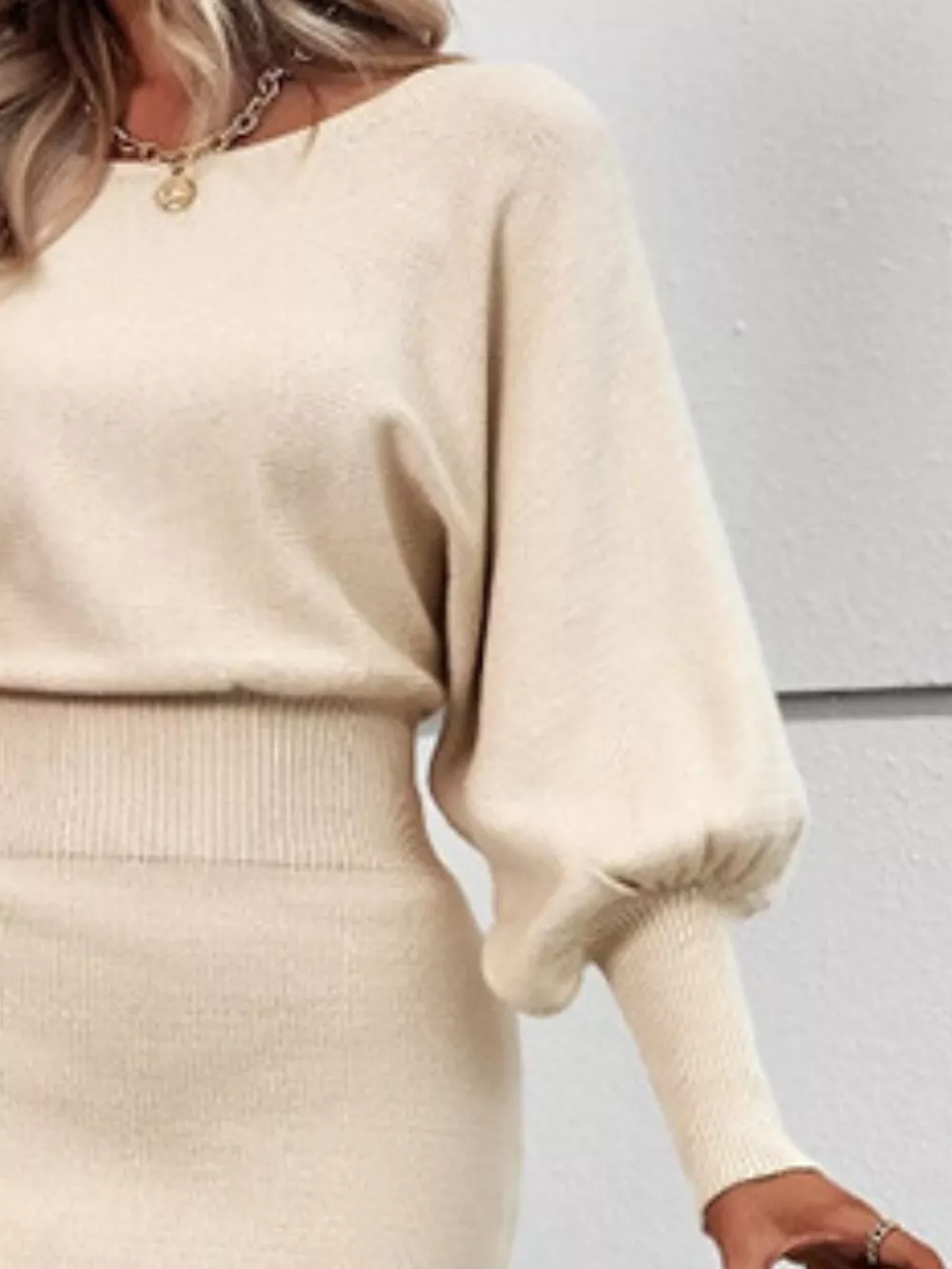 Lantern Sleeve Bodycon Sweater Dress, image 10