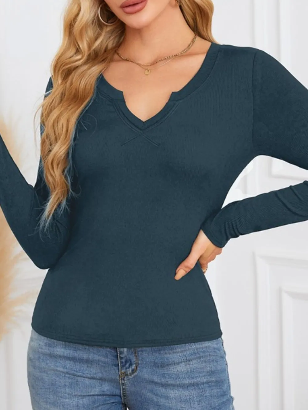 Notched Long Sleeve T-Shirt, image 20