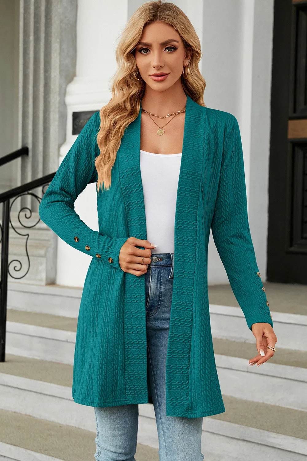 Open Front Long Sleeve Cardigan, image 2