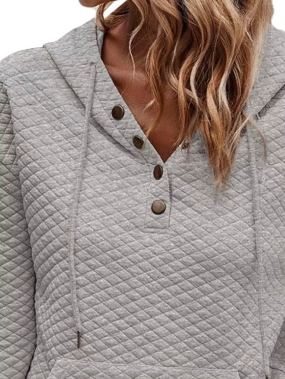 Drawstring Textured Dropped Shoulder Hoodie, image 21