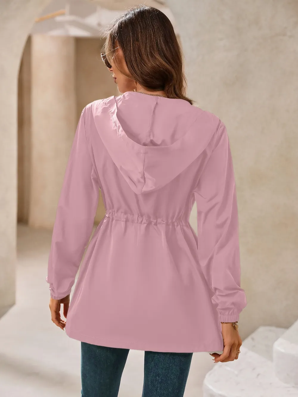 Outdoor Waterproof Long Sleeve Hooded Windbreaker, image 16