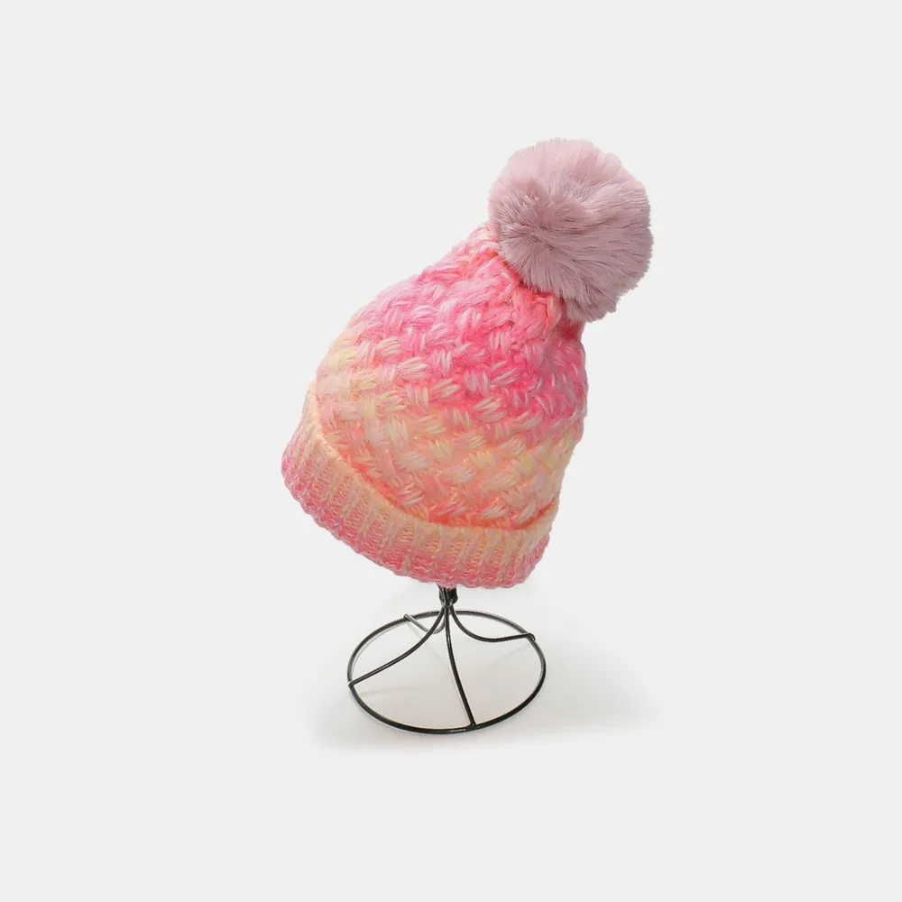 Gradient Knit Hat with Pompom, image 7