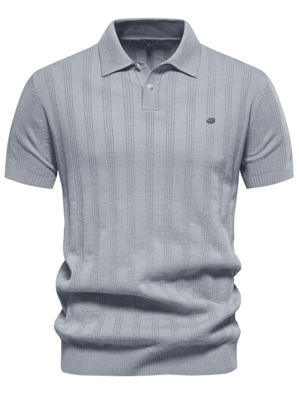 Men's Collared Neck Short Sleeve Knit Polo, image 6