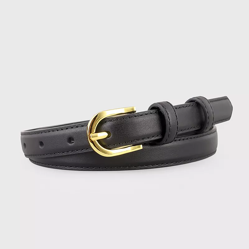 Leather Belt with Golden Buckle, image 2
