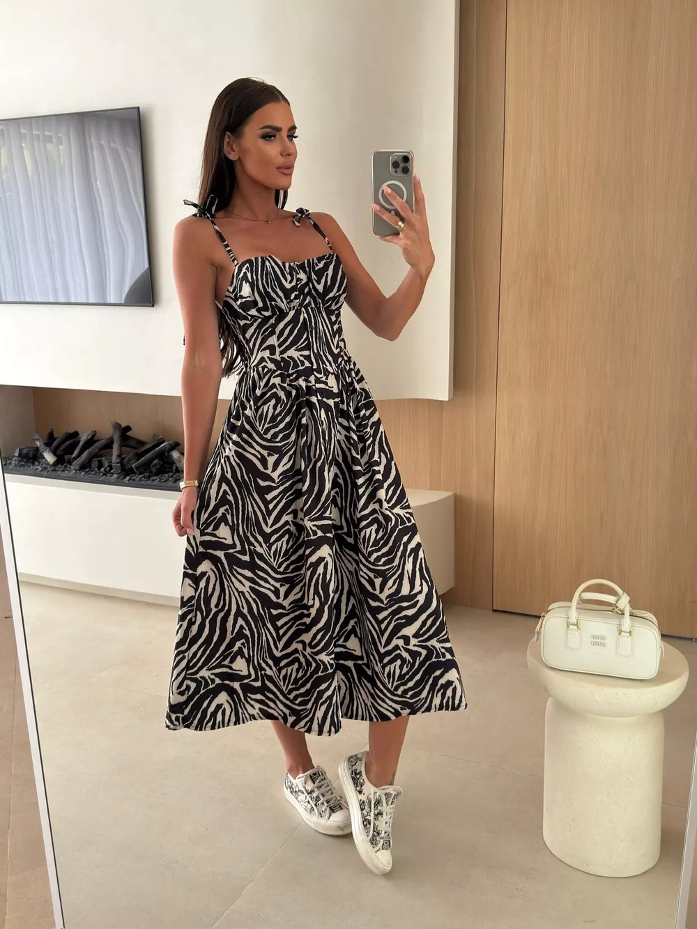 Printed Tie-Strap Midi Dress, image 26