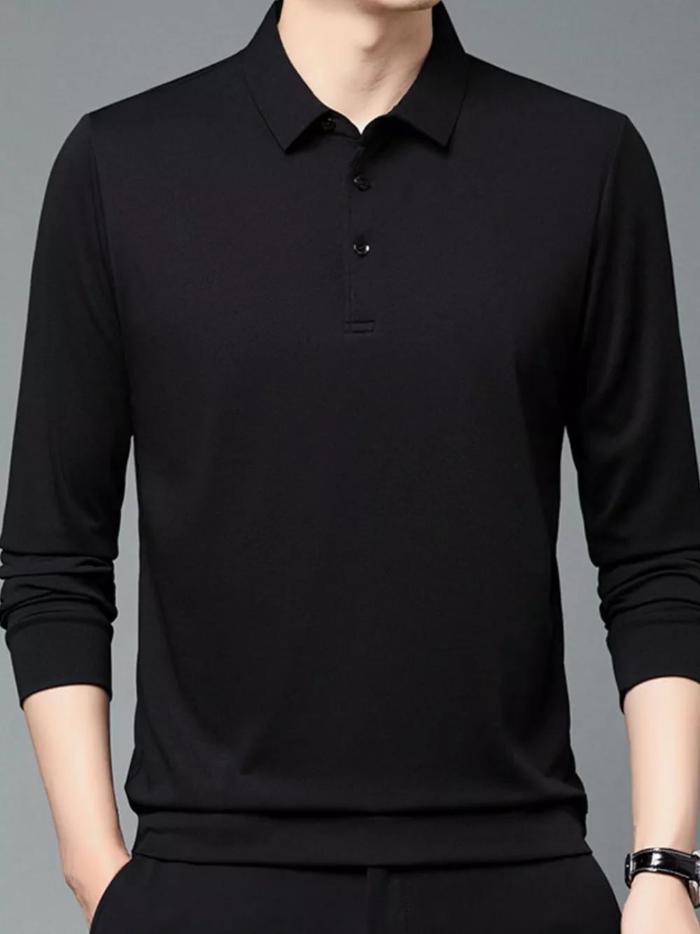 Men's Plus Size Classic Fit Long Sleeve Polo