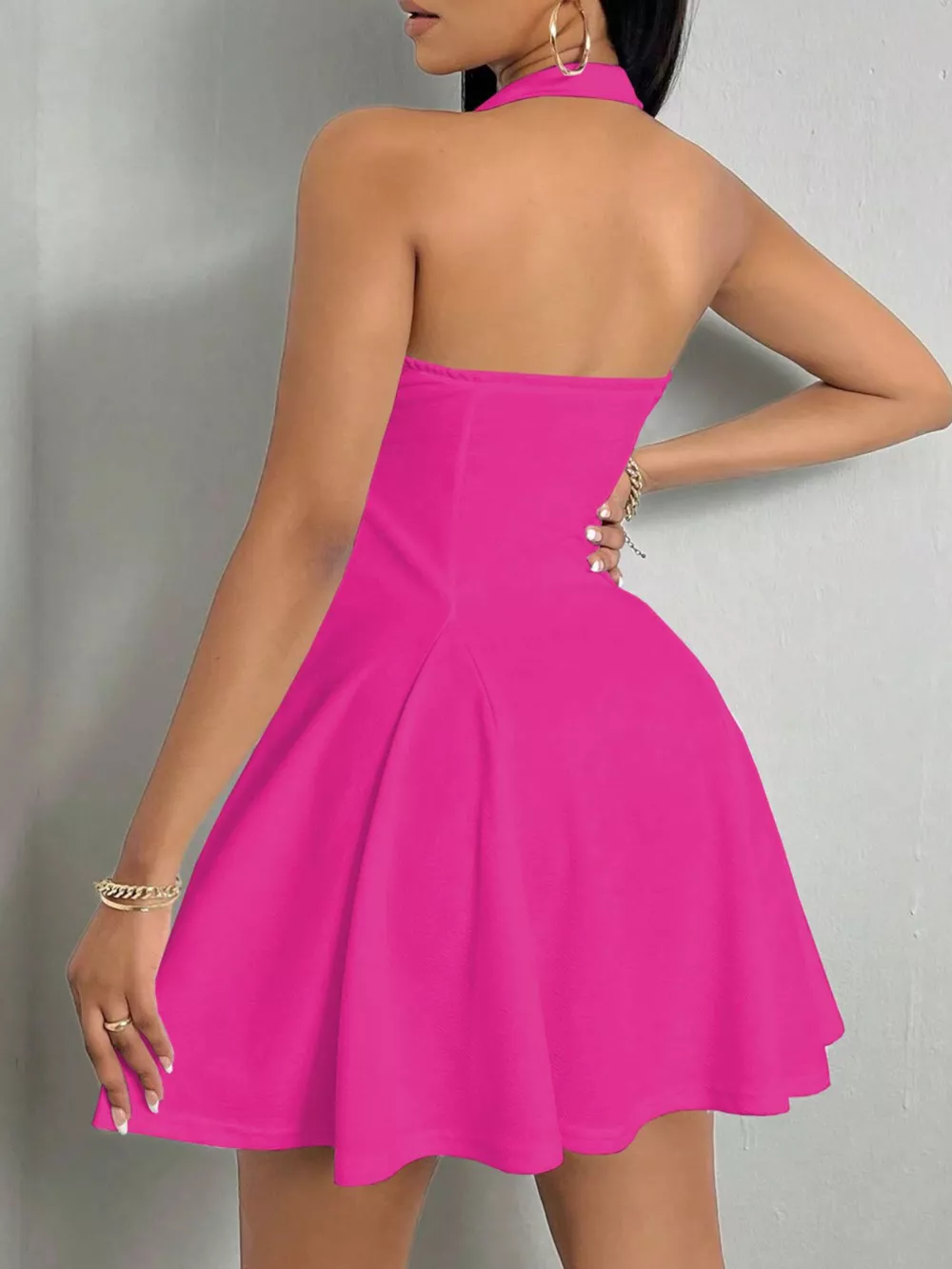 Halter Neck Sleeveless A-Line Mini Dress, image 6