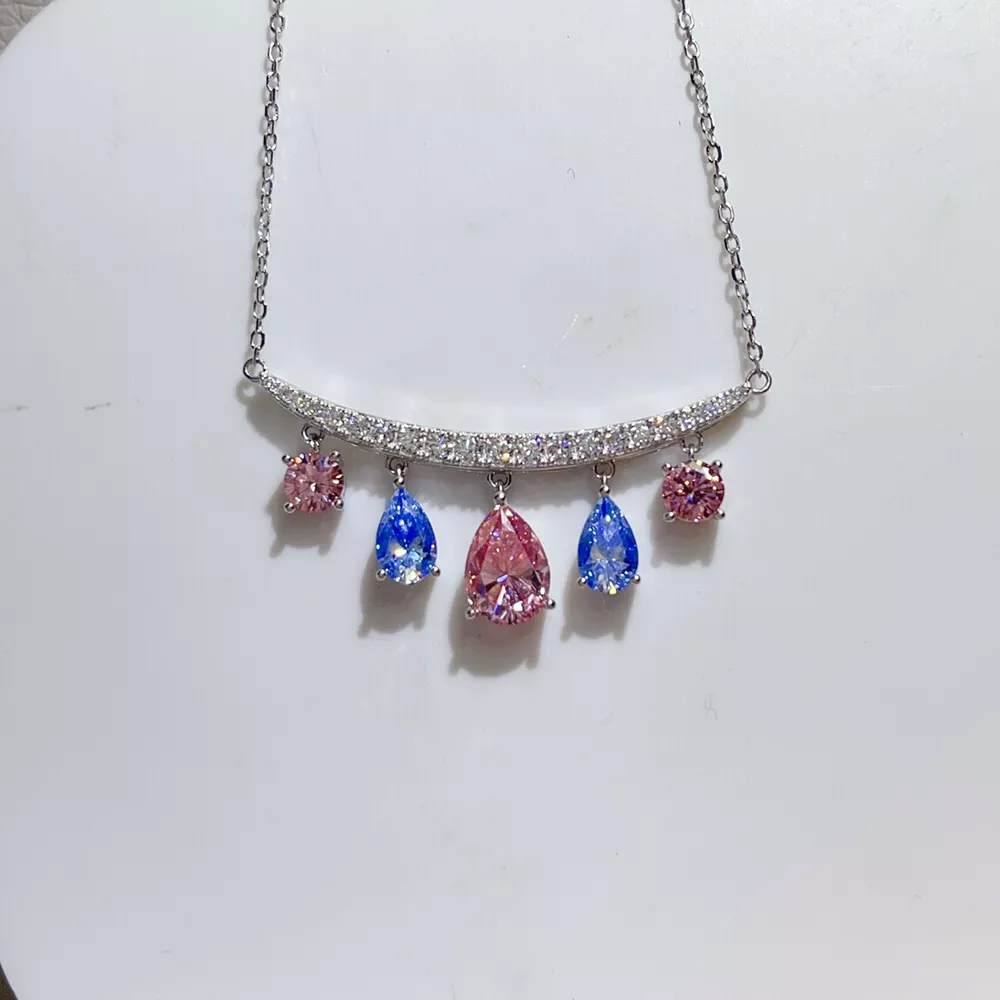 6 Carat 925 Sterling Silver Moissanite Teardrop Necklace, image 5