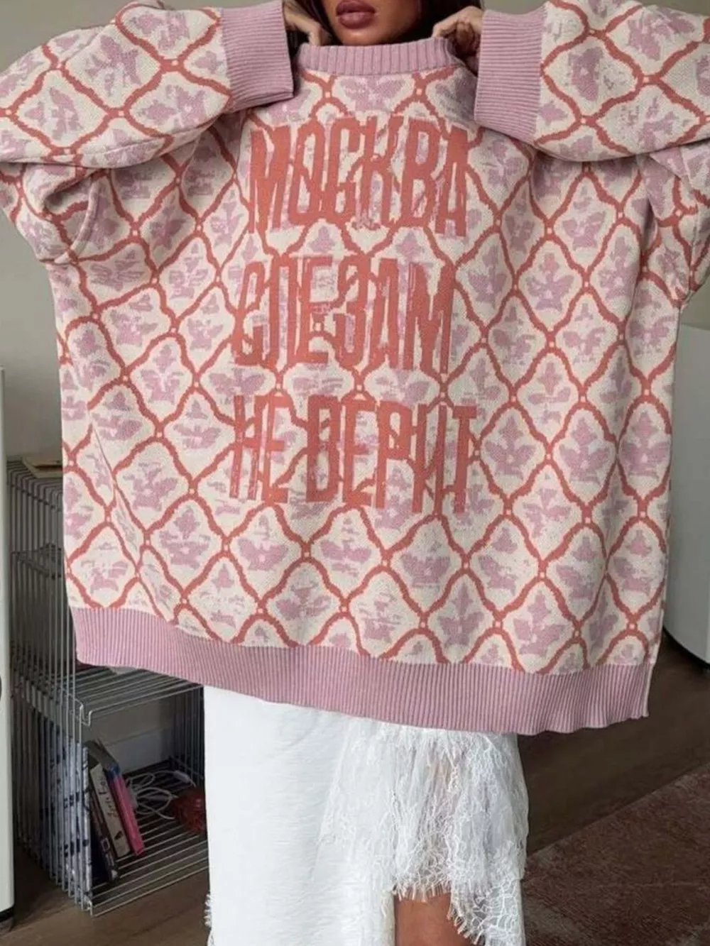 Letter Round Neck Long Sleeve Sweater, image 6