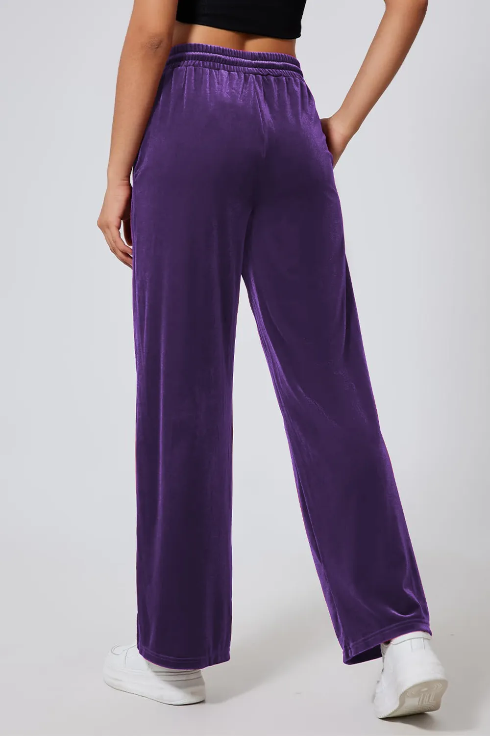 Drawstring Elastic Waist Straight Leg Pants, image 18