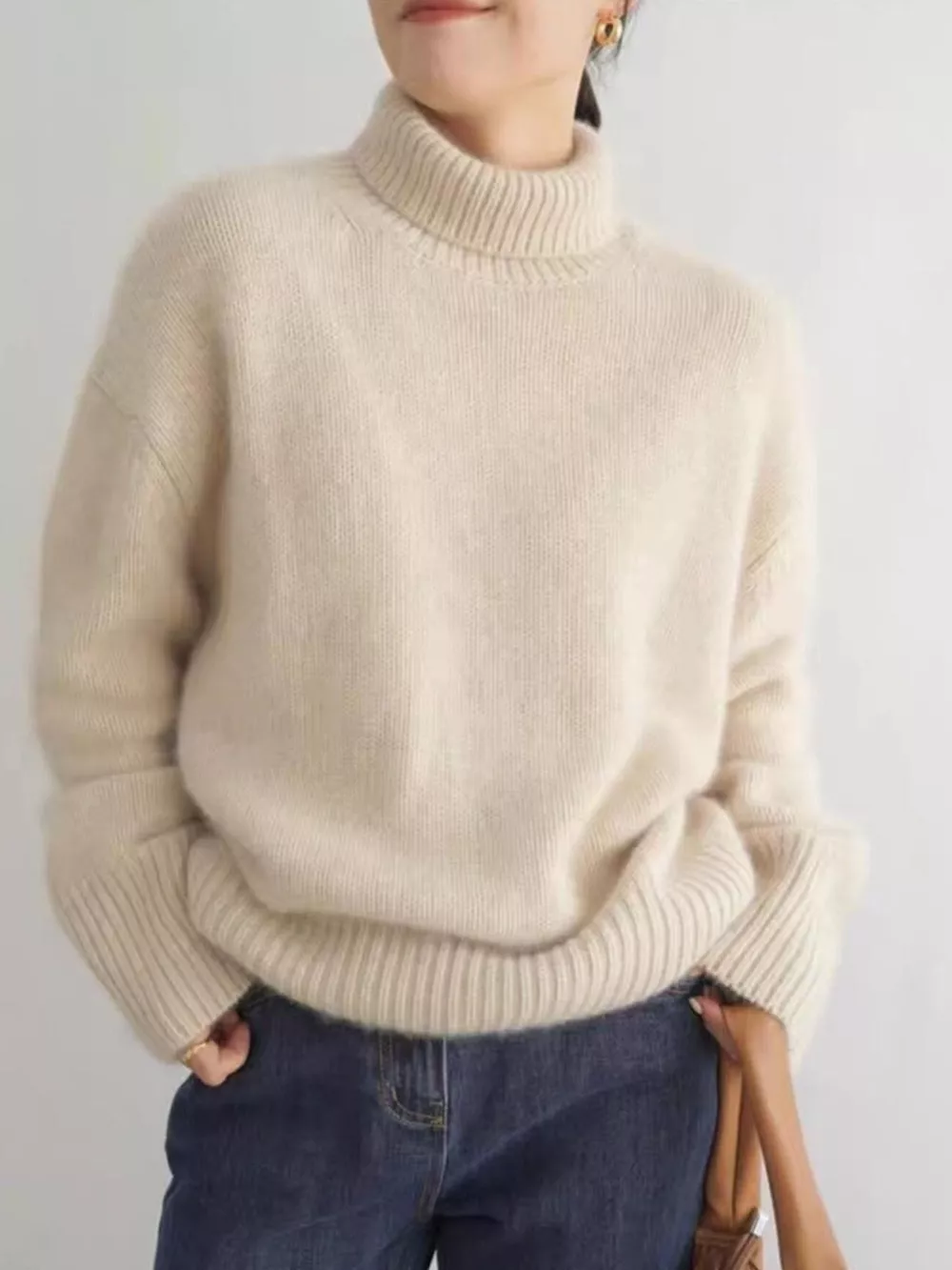 Turtleneck Dropped Shoulder Sweater, image 2