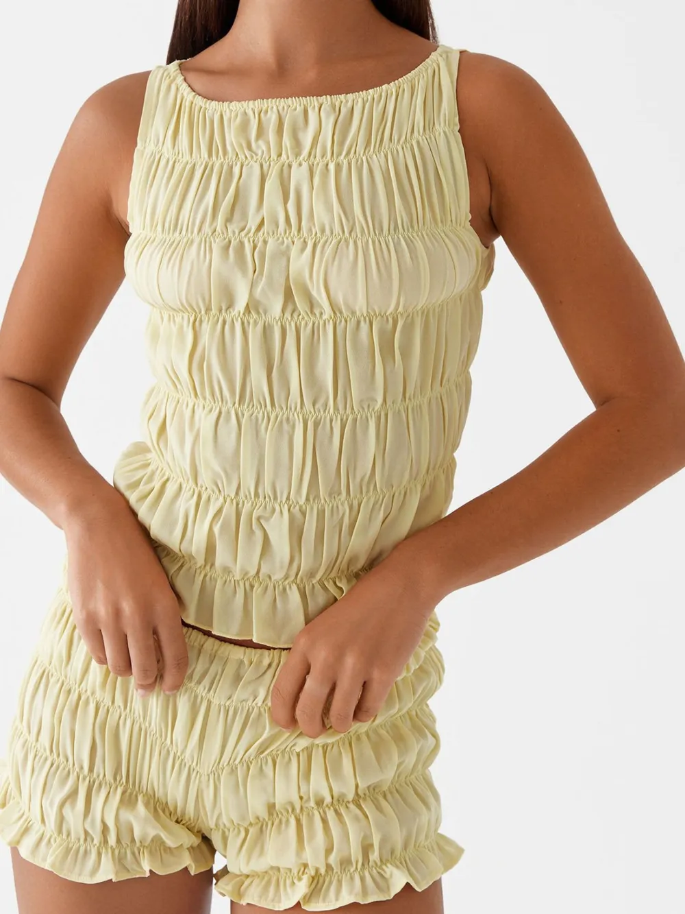 Ruched Texture Tank and Shorts Two-Piece Set, image 2
