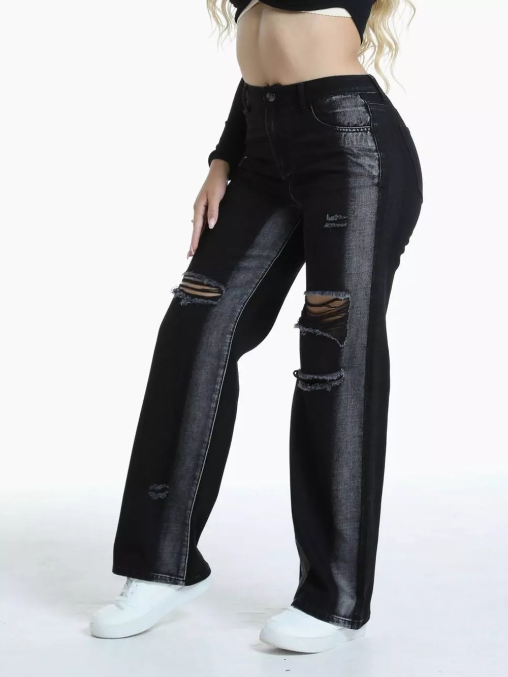 Distressed Wide-Leg Jeans, image 6