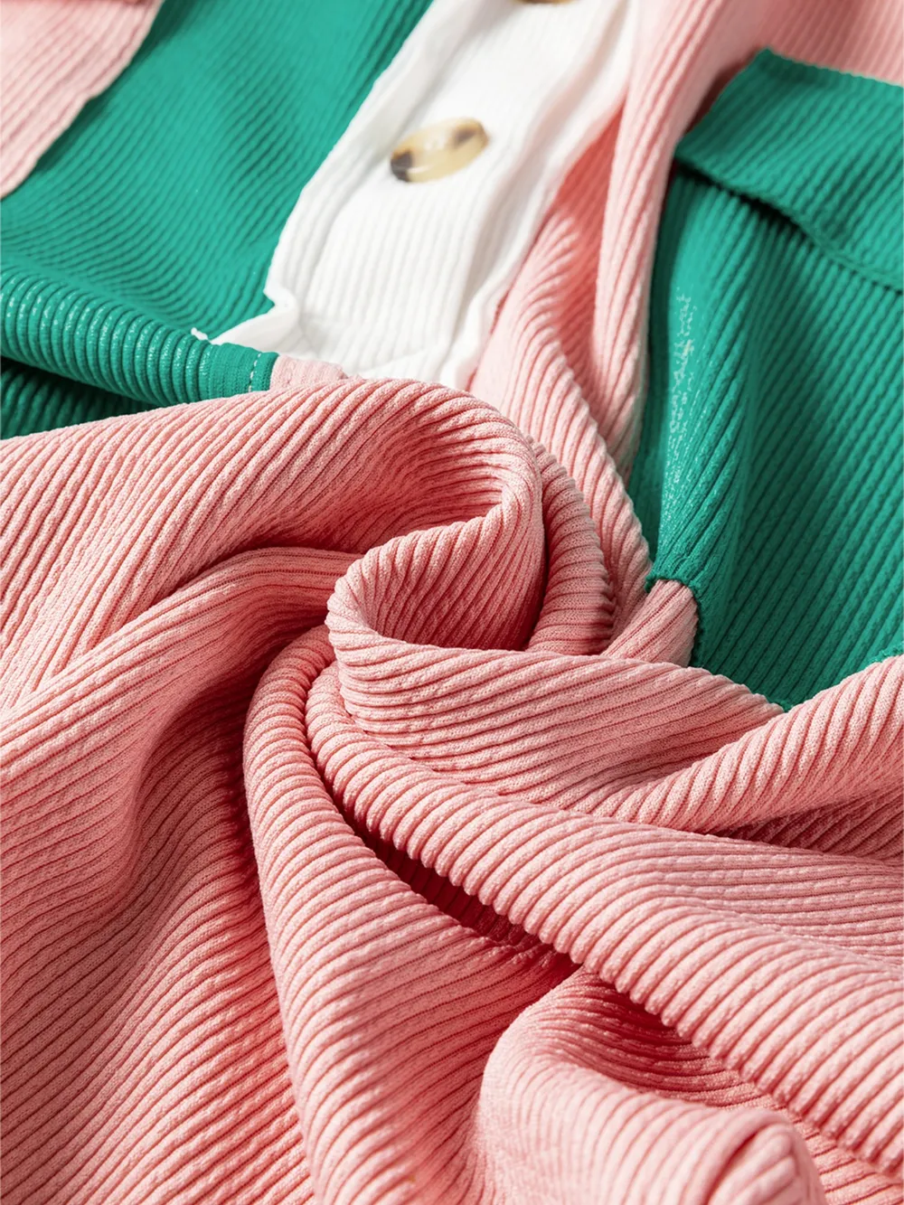 Color Block Button Front Collared Neck Sweatshirt, image 6