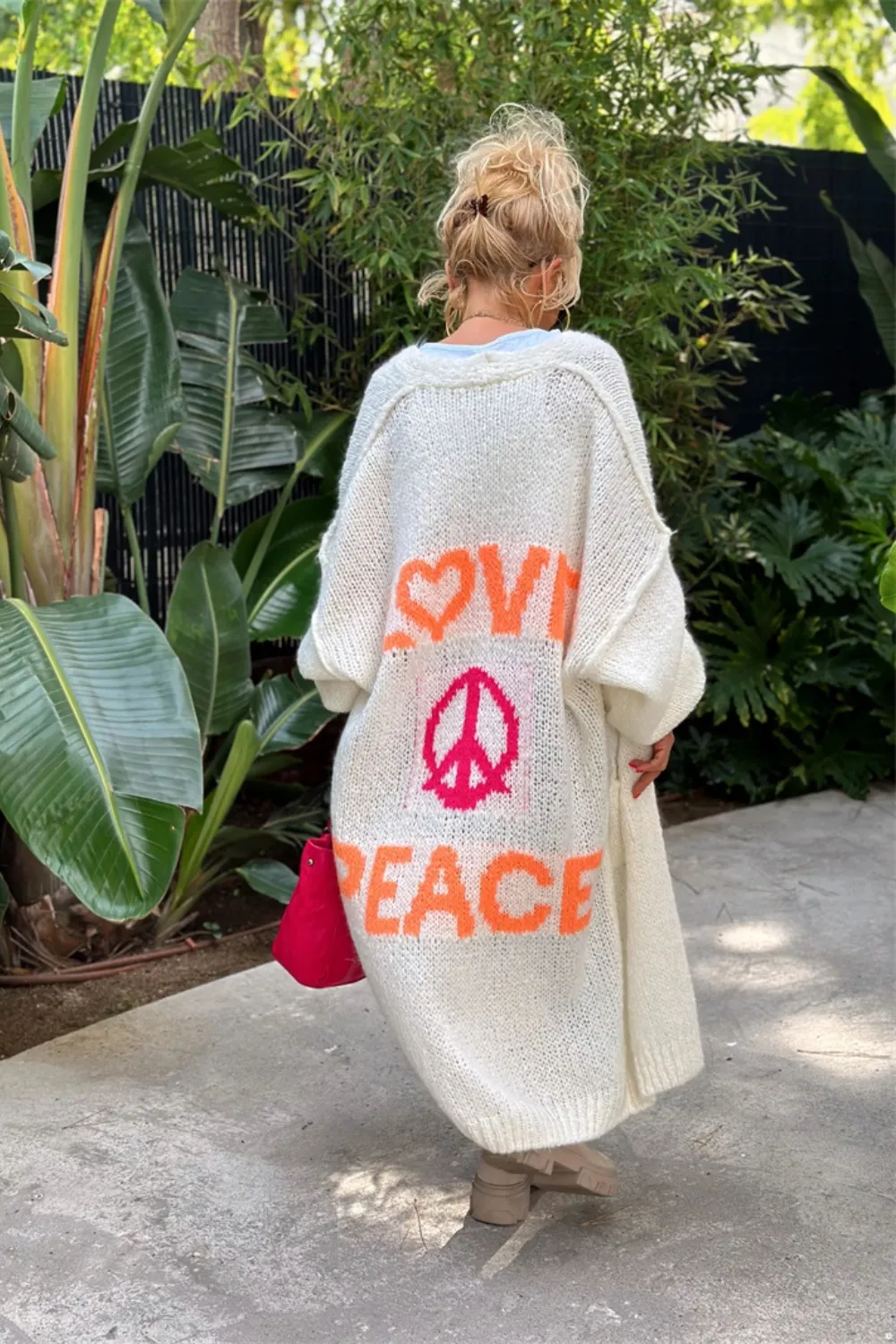 Letter Dropped Shoulder Long Sleeve Cardigan, image 21