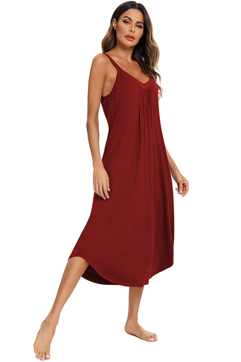 V-Neck Midi Lounge Dress, image 15