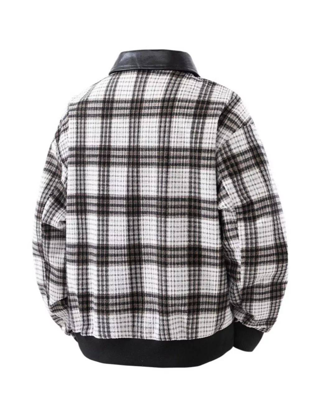 Men's Plus Size Plaid Pattern Snap Down Casual Jacket, image 4