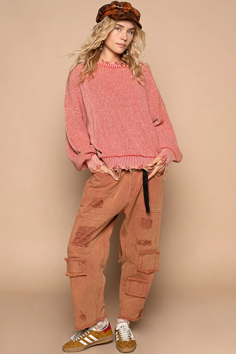 Distressed Washed Drop Shoulder Sweater, image 4