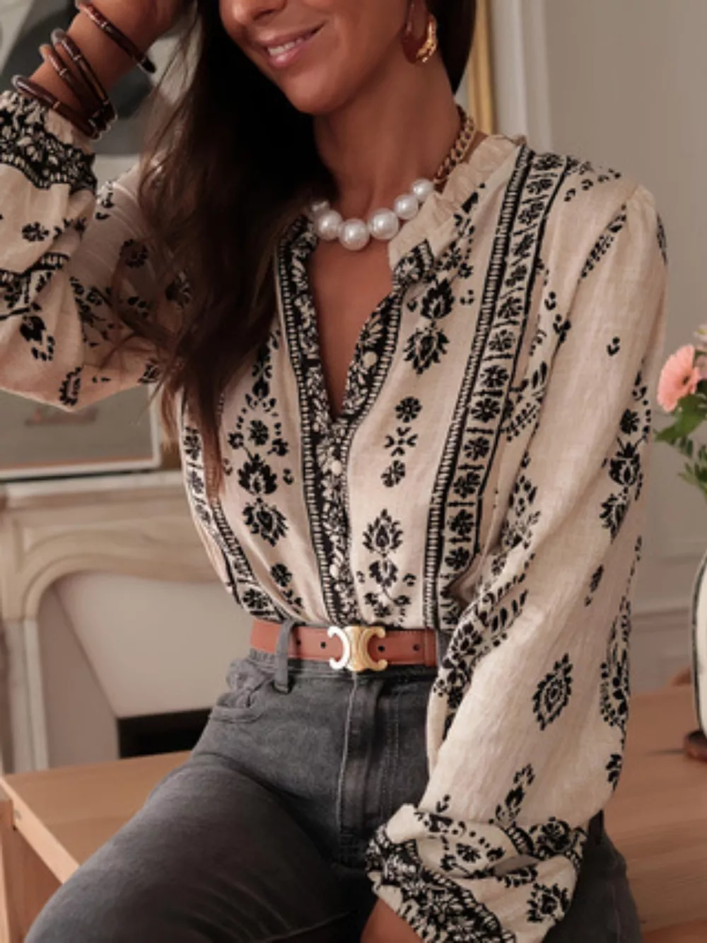 Vintage Print Long Sleeve Shirt, image 5
