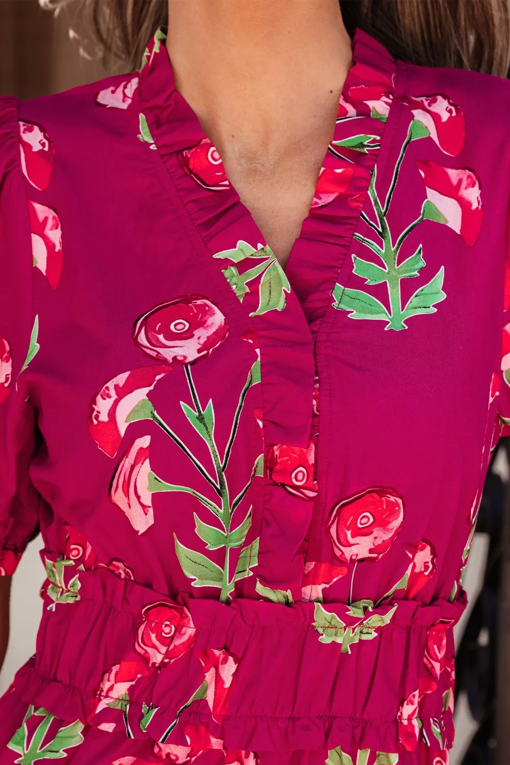 Floral Print Short Sleeve Midi Dress, image 4