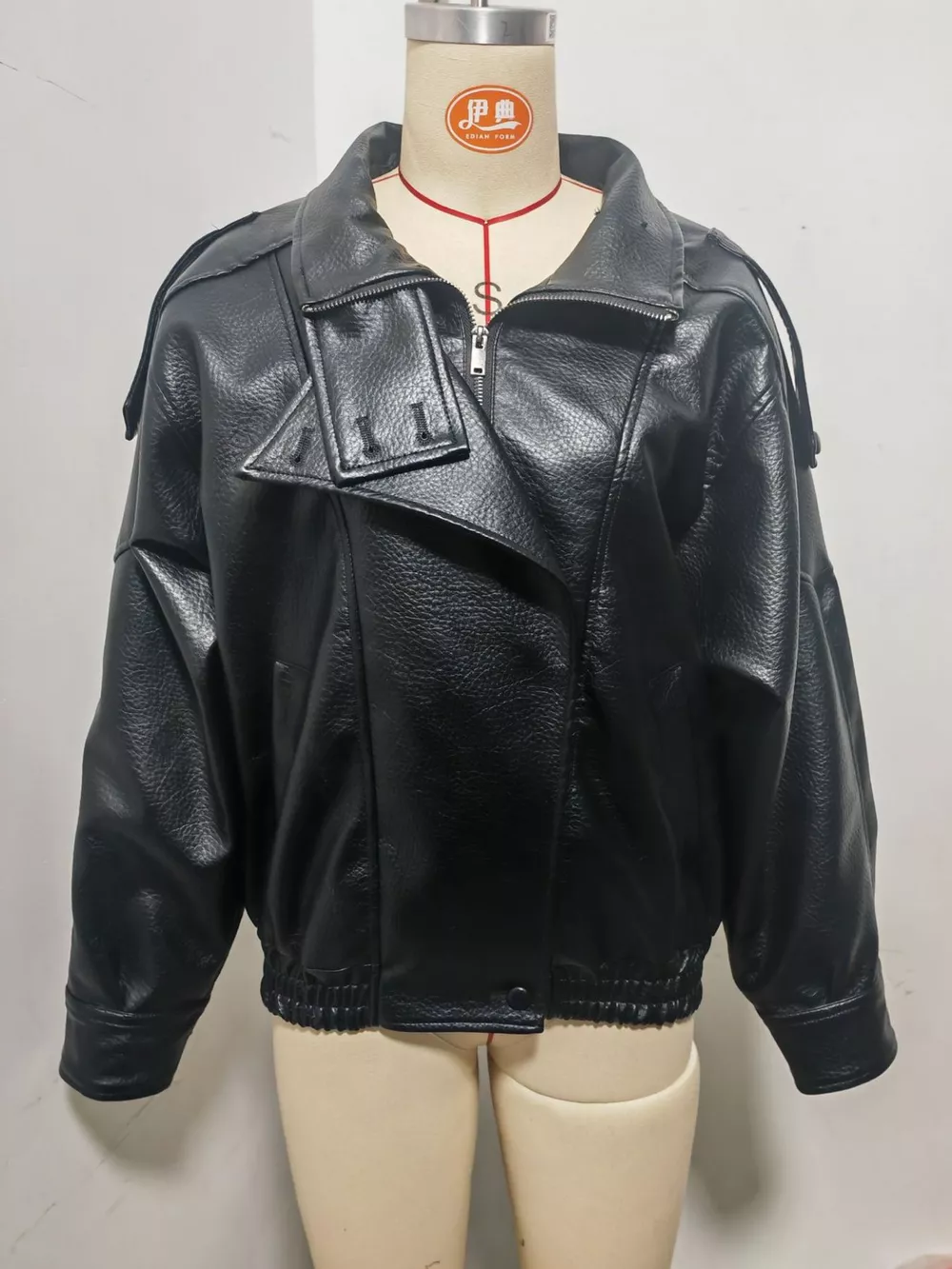 Zip-Up Faux Leather Moto Jacket, image 6