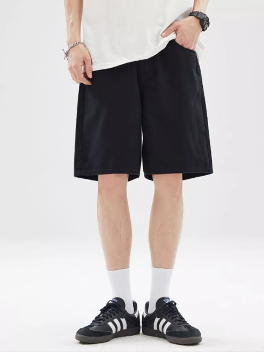 Men's Full Size Back Elastic Waistband Shorts Plus Size