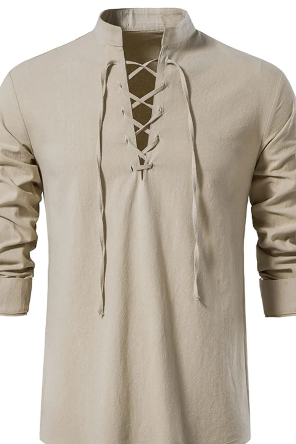 Men's Lace Up Long Sleeve Blouse, image 6