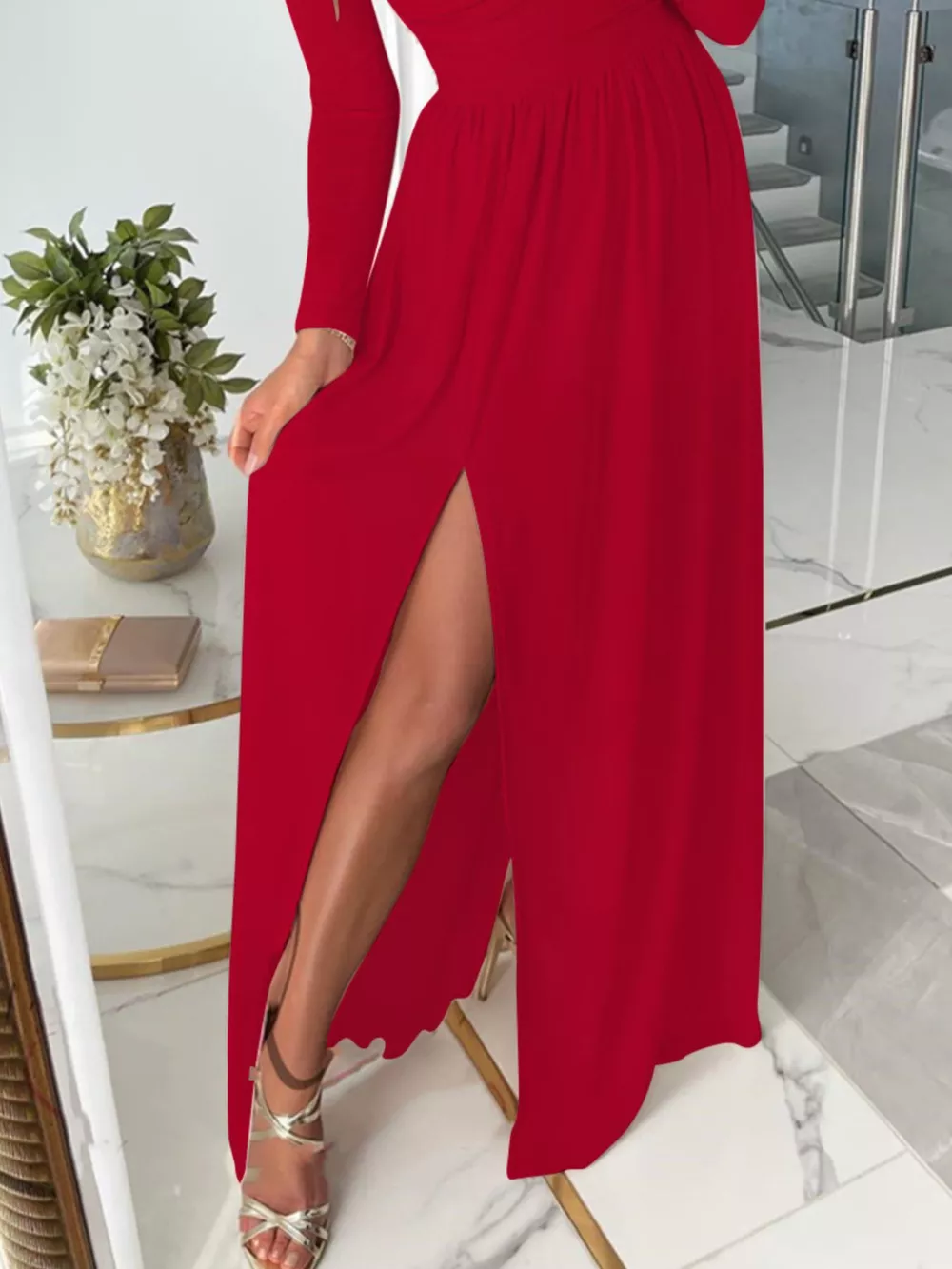 Slit Surplice Cold Shoulder Maxi Dress, image 7