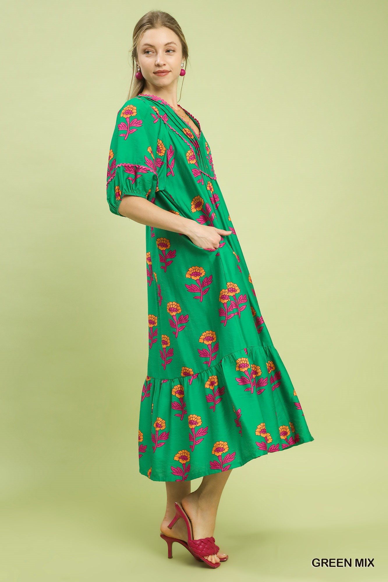 Floral Print Midi Dress, image 2