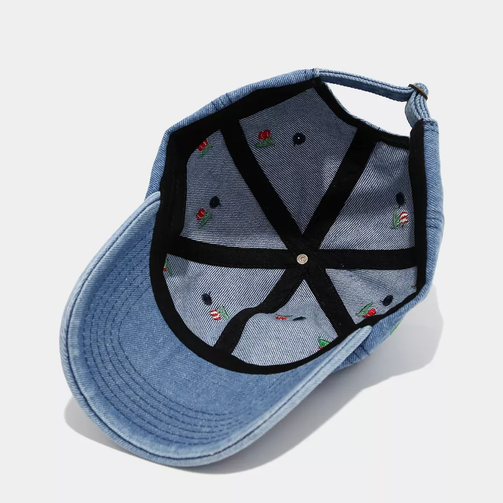 Cherry Embroidered Denim Baseball Cap, image 4