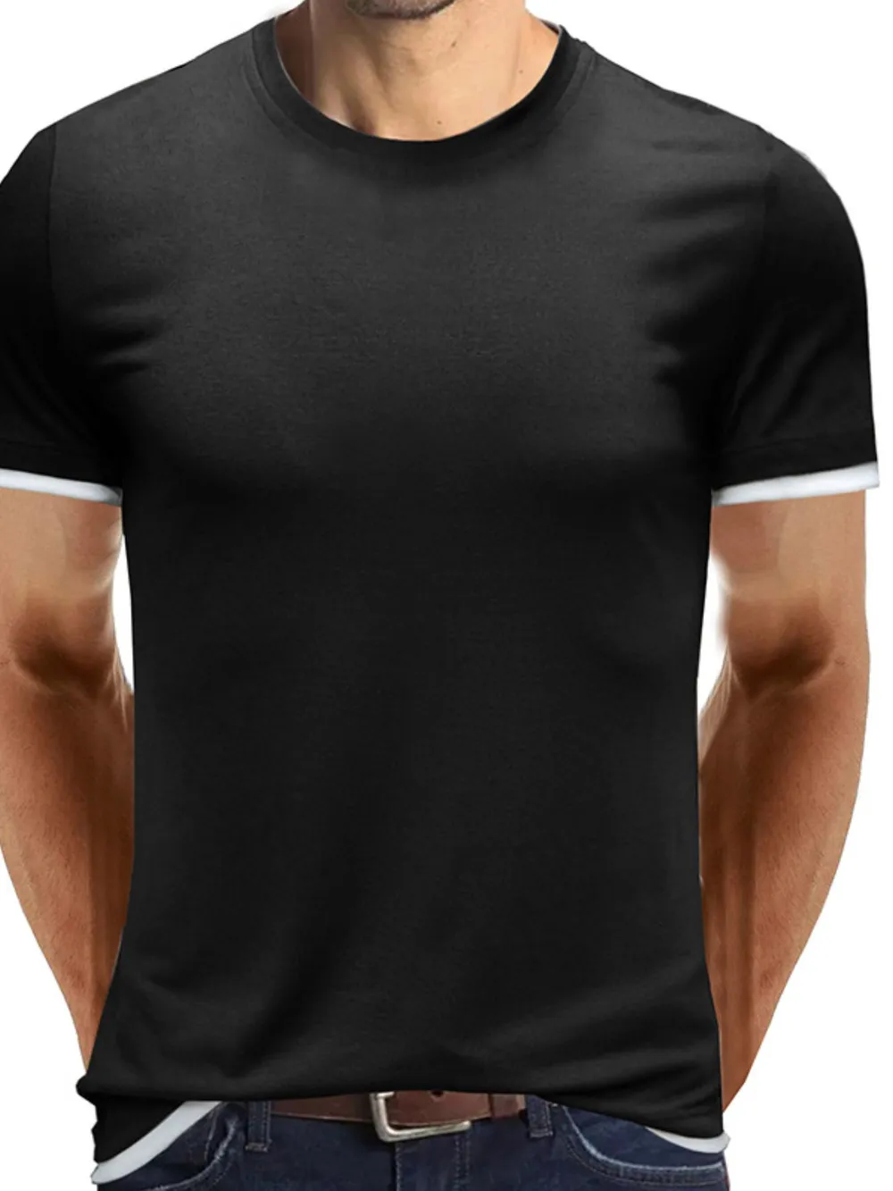 Men‘s Classic Contrast Trim Crew Neck T-Shirt, image 7