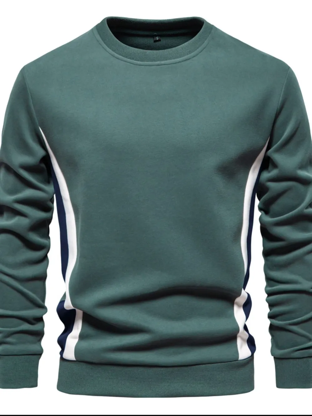 Men's Side Striped Contrast Round Neck Sweatshirt, image 9