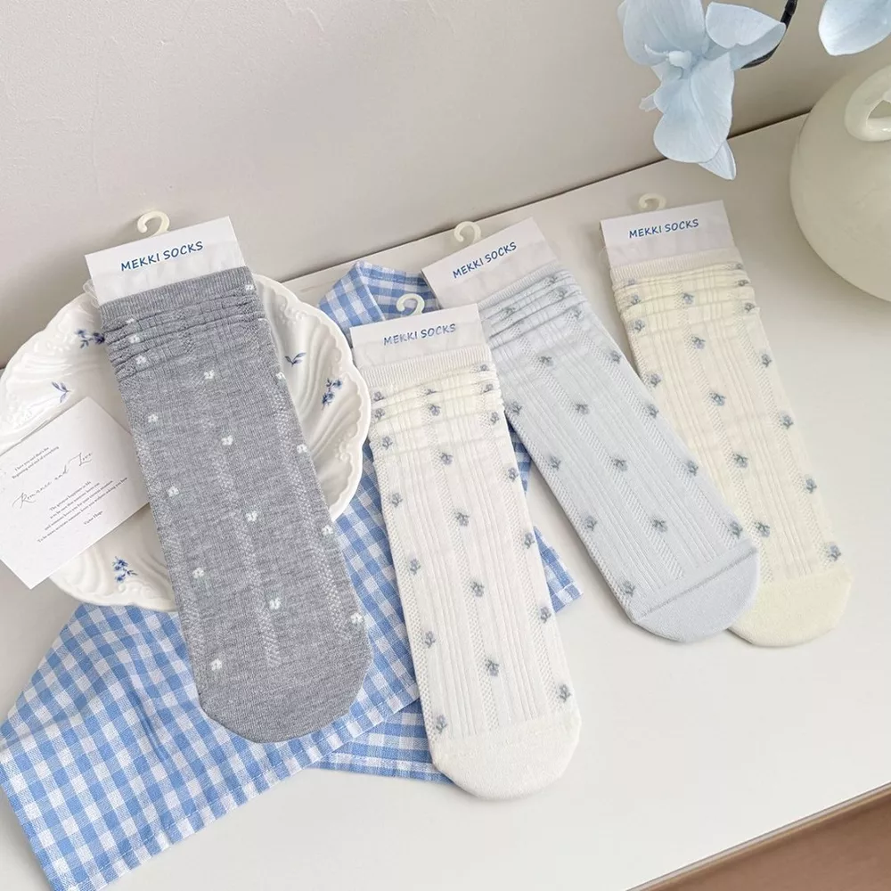 Breathable Floral Crew Socks, image 3