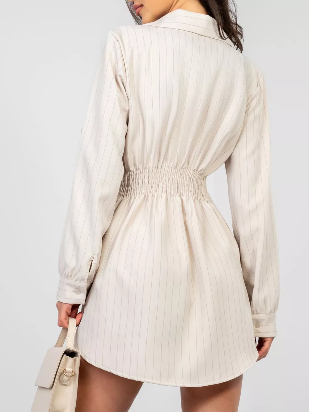 Striped Button-Down Mini Dress, image 4