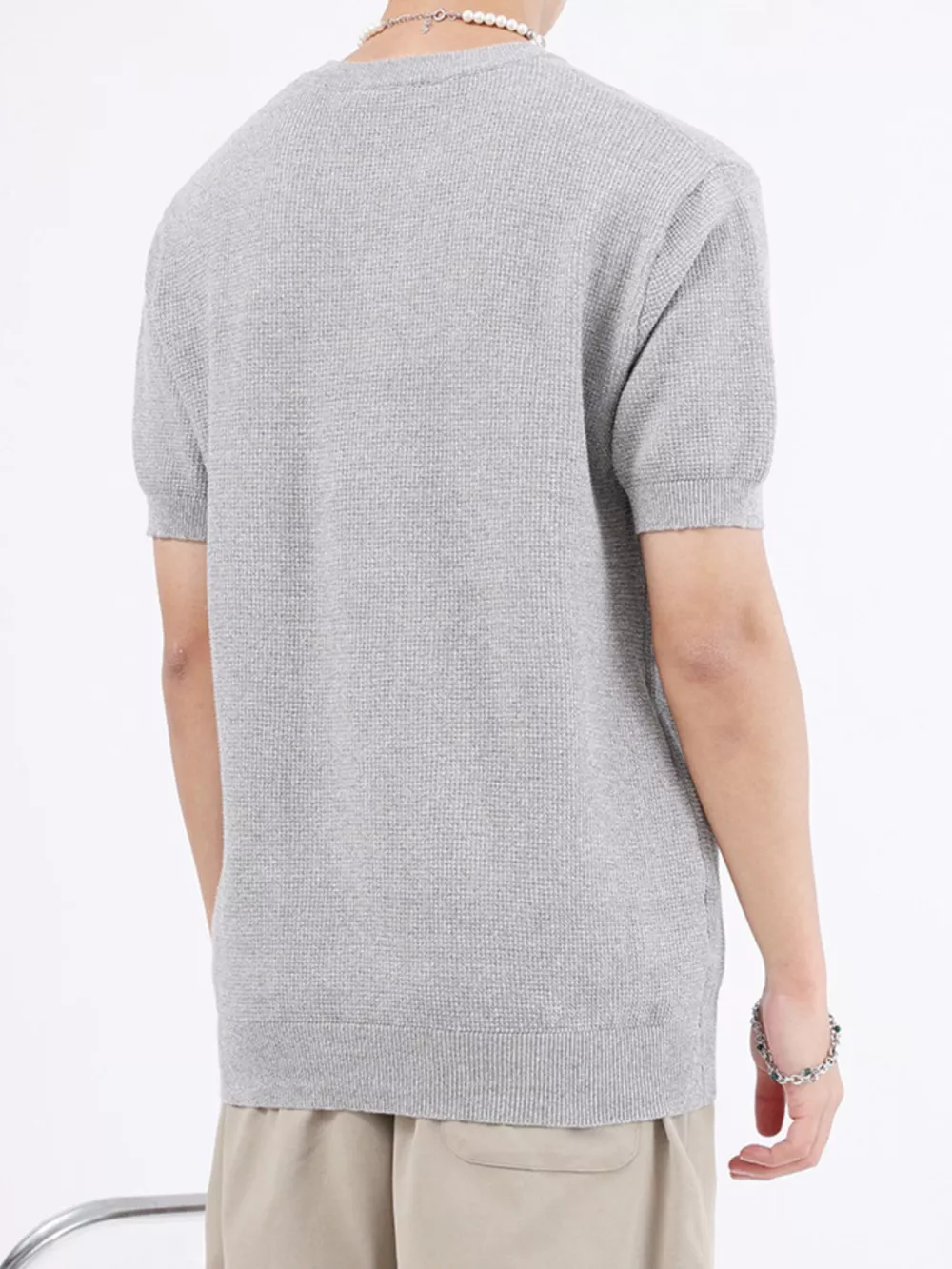 Men's Plus Size Casual Knitted Henley T-Shirt, image 10