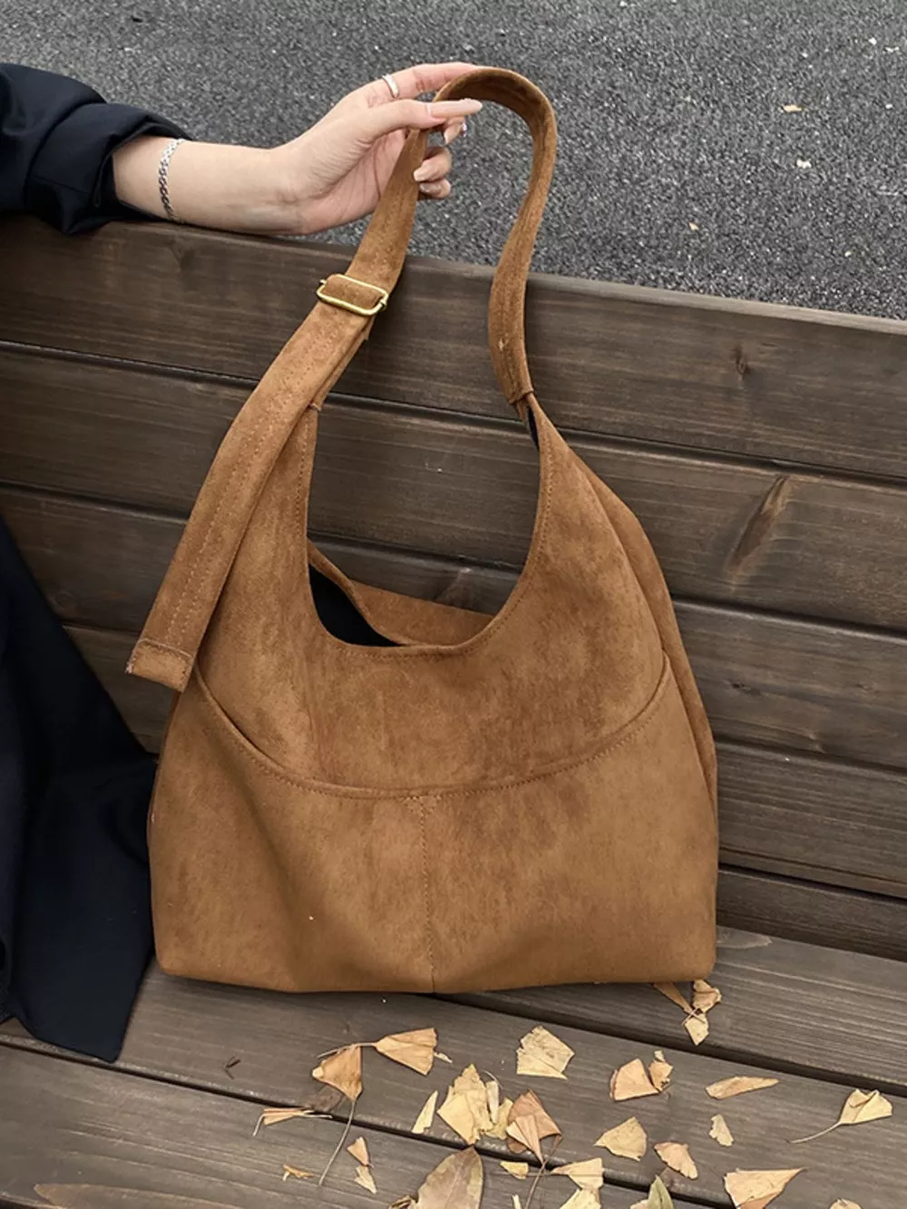Minimalist Suede Shoulder Bag, image 16