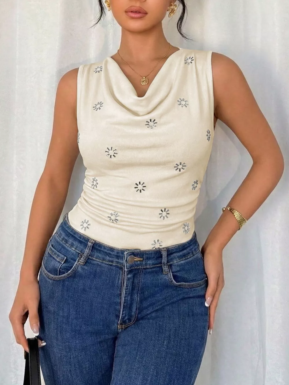 Cowl Neck Sleeveless Bodysuit, image 5