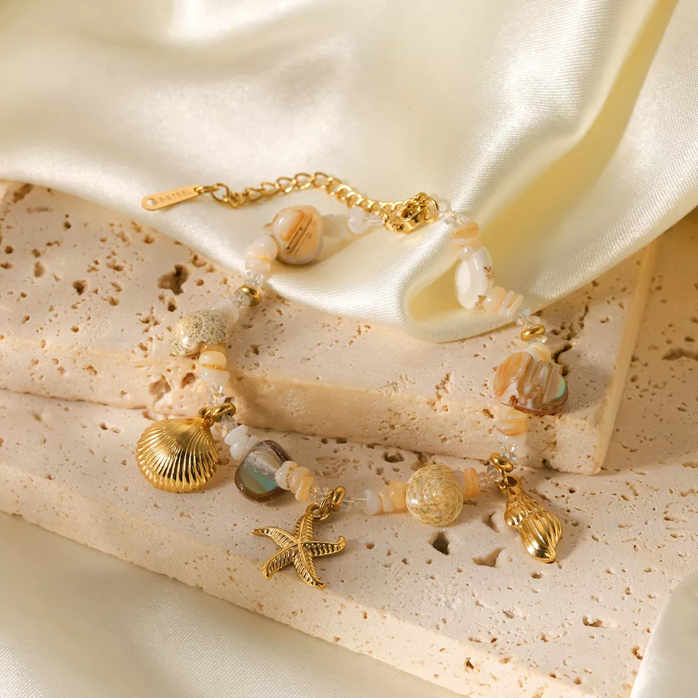 18K Gold-Plated Shell Charm Bracelet, image 4
