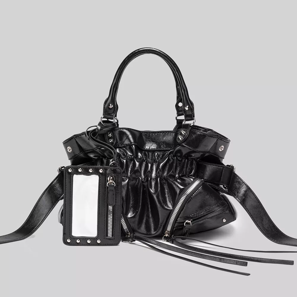 Ruched Leather Crossbody Bag, image 3