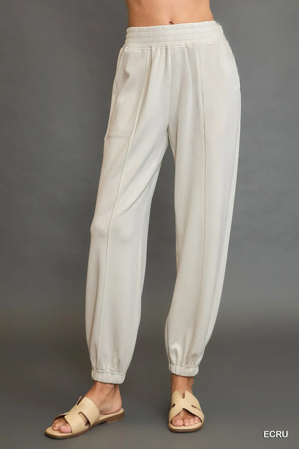 Drawstring Jogger Pants with Front Seam Detail, image 3