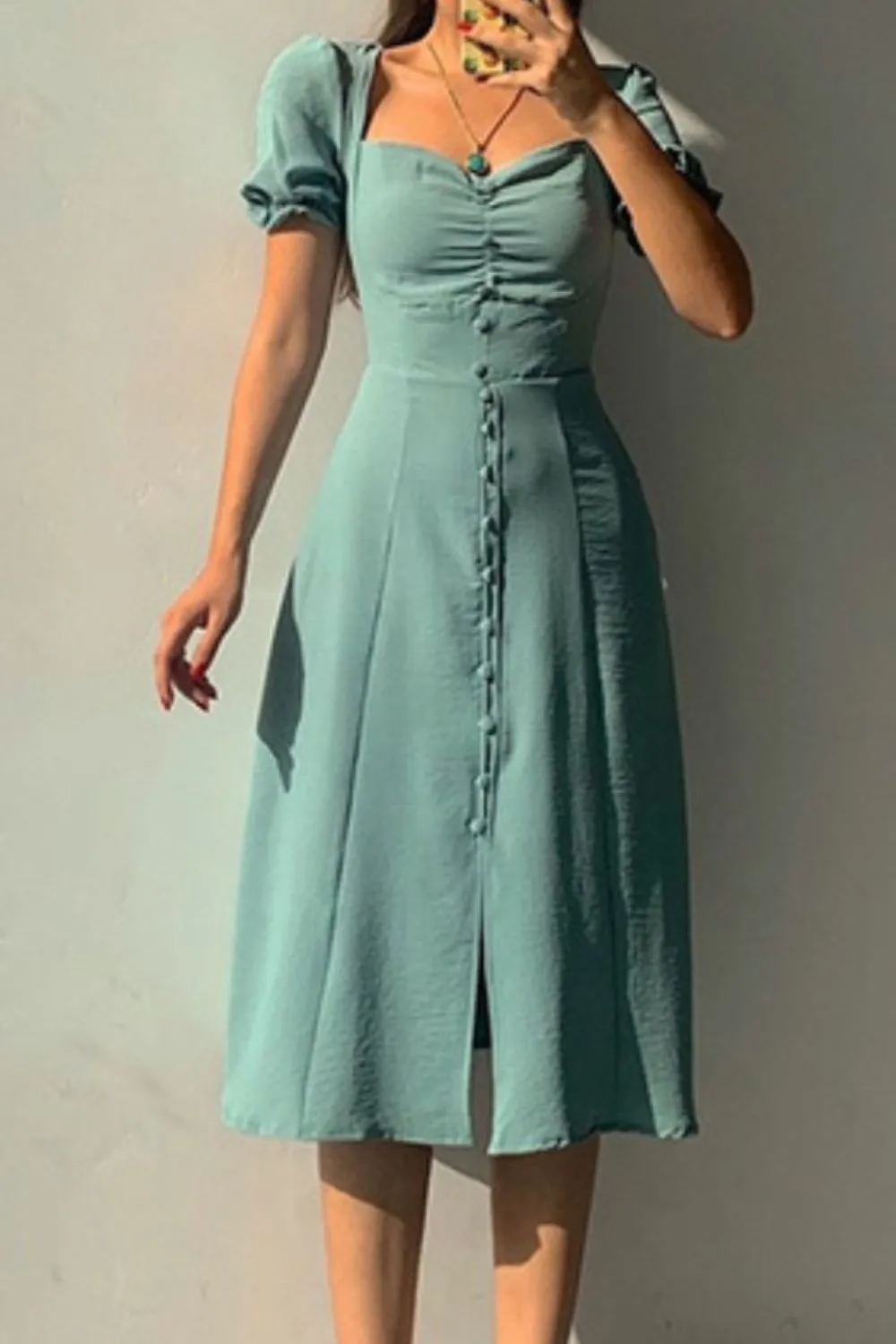 Sweetheart Neck Short Sleeve Dress, image 8