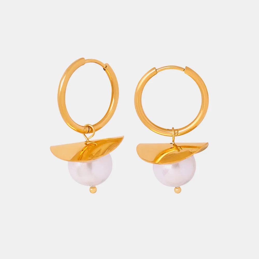 18K Gold-Plated Bead Dangle Earrings, image 2