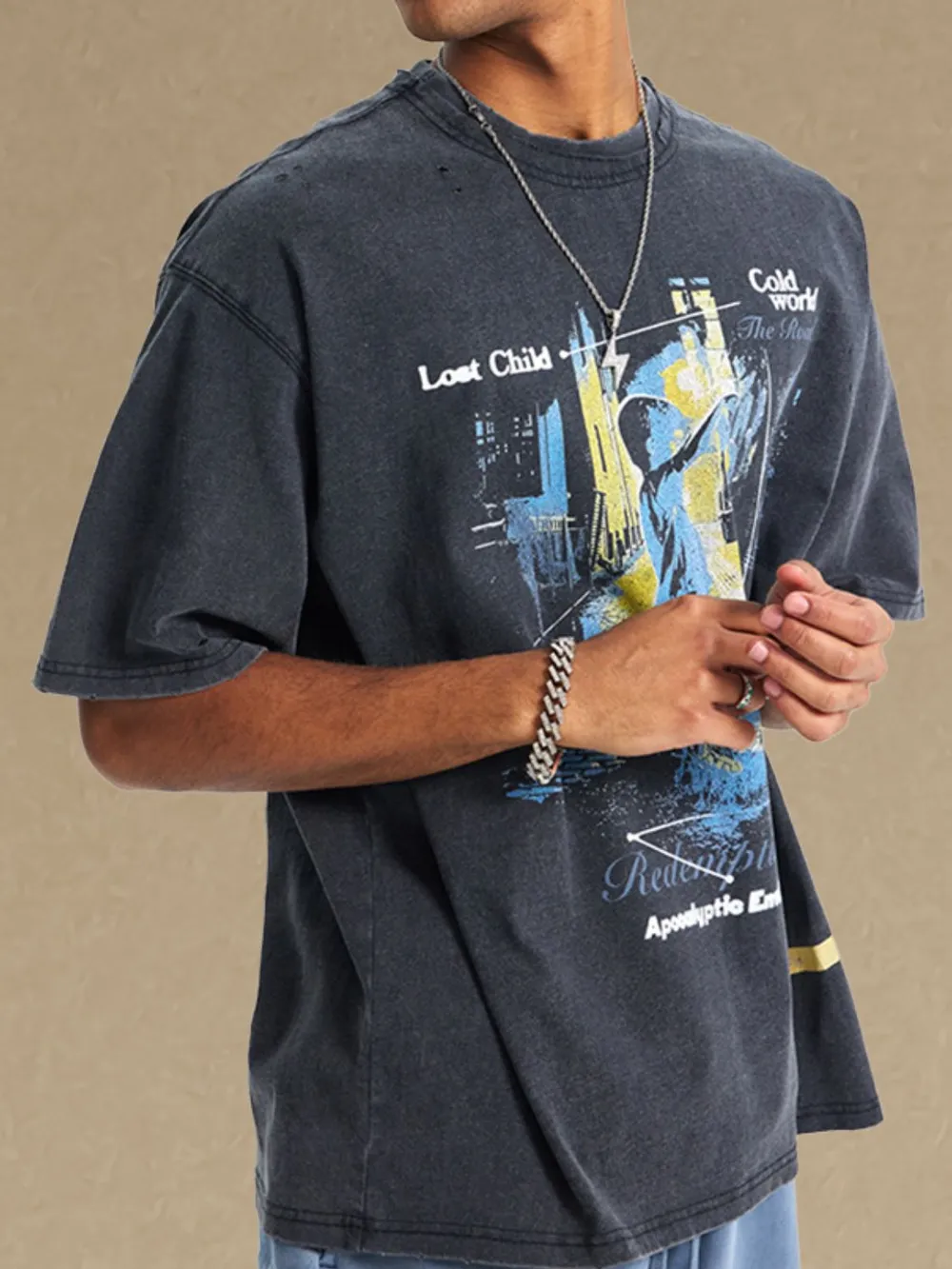 Men's Graphic Round Neck Half Sleeve T-Shirt, image 4