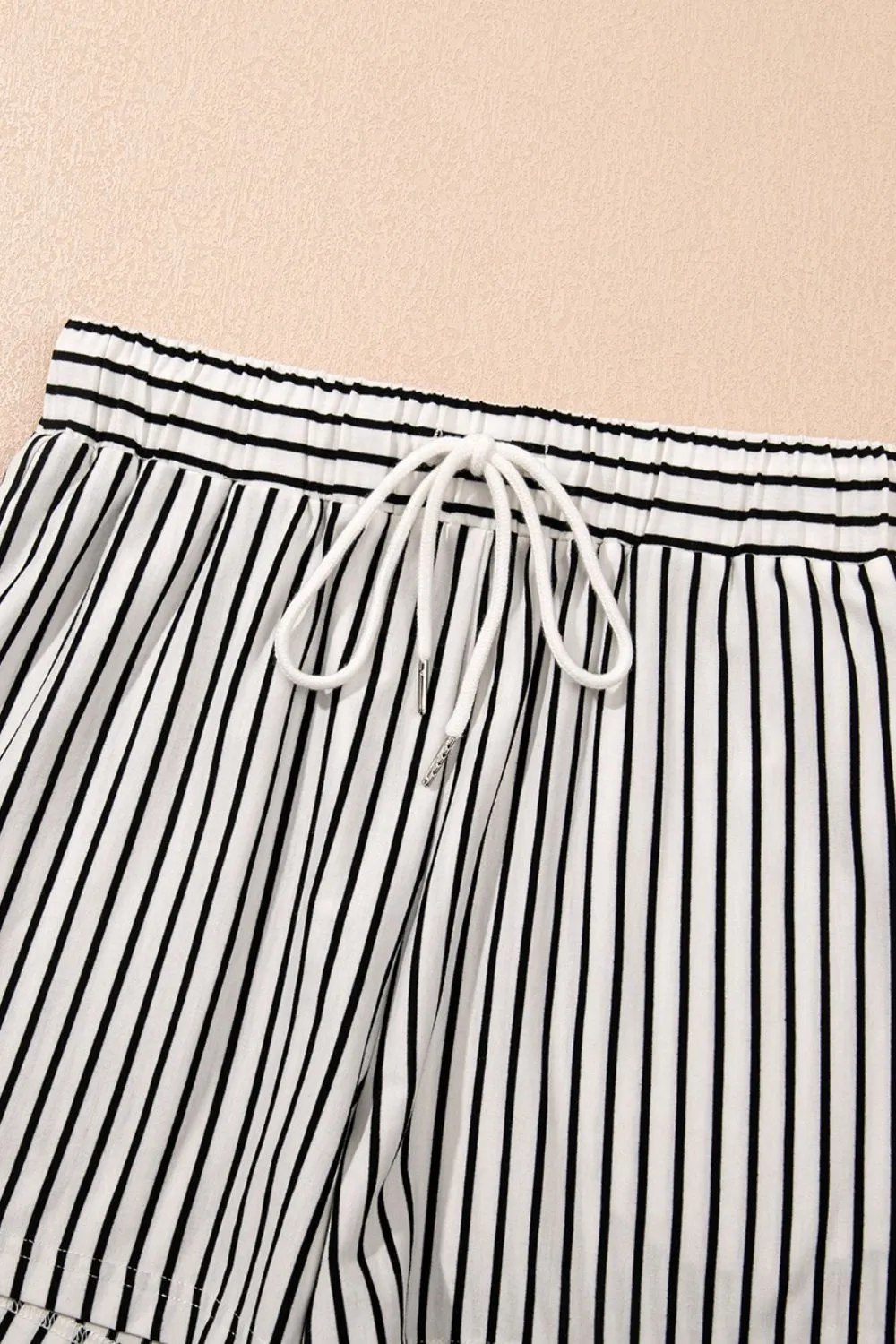 Stripe V Neck Tee and Casual Shorts Set, image 8