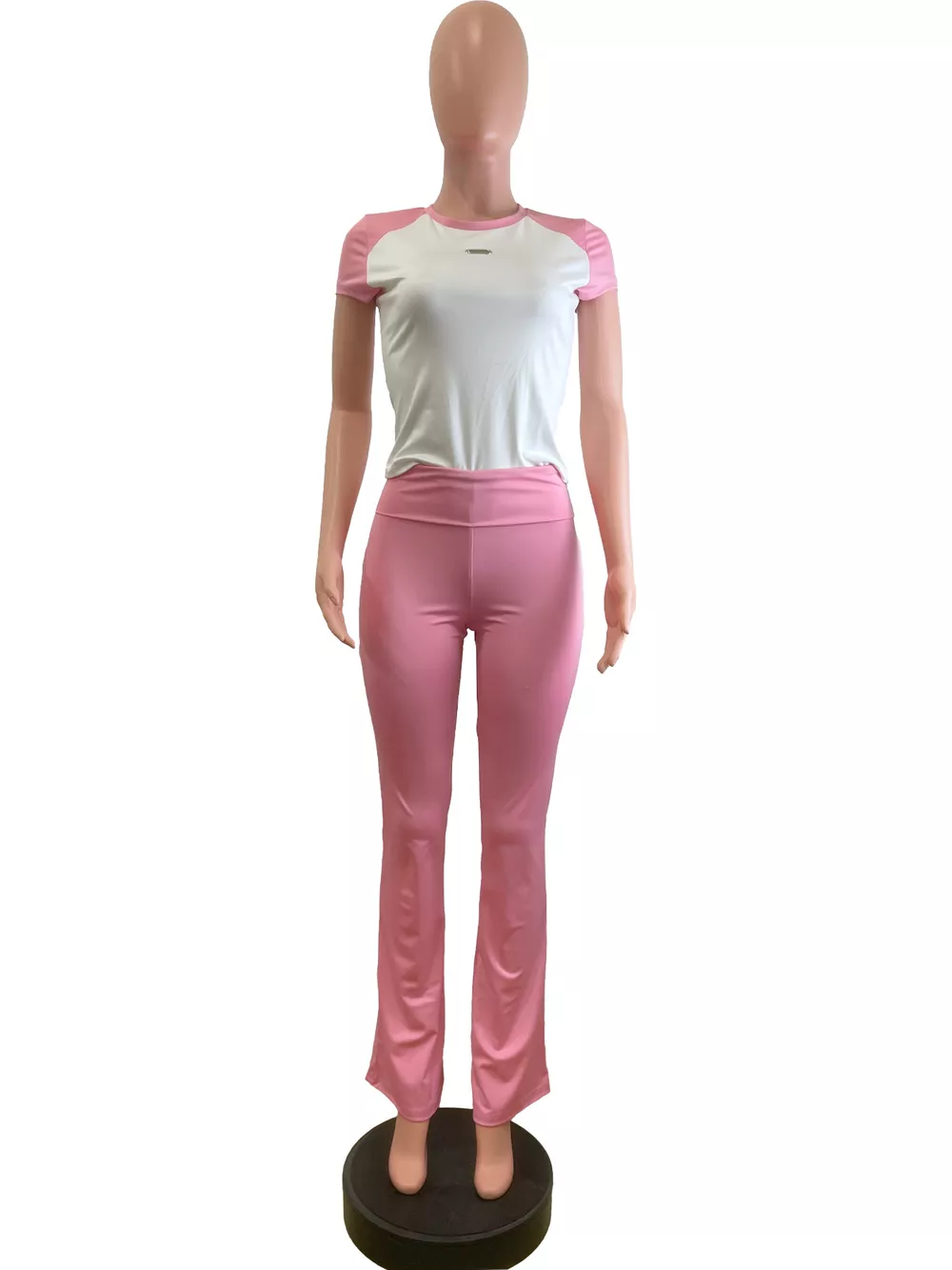 Contrast Short Sleeve Tee and Pants Set, image 2