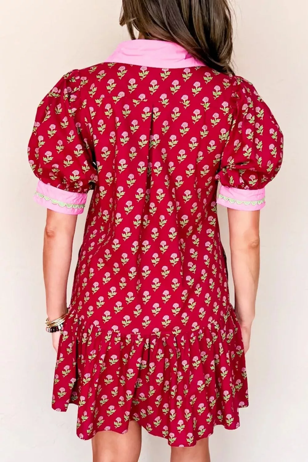 Floral Print Ruffle Hem Mini Dress, image 6