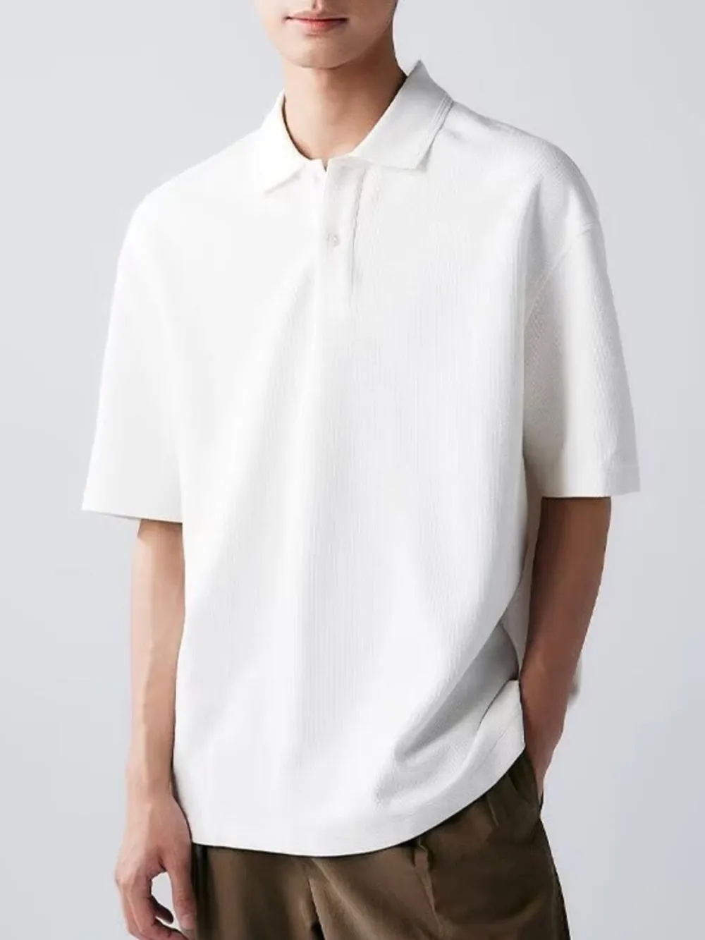 Men's Full Size Button Detail Short Sleeve Polo Plus Size, image 3