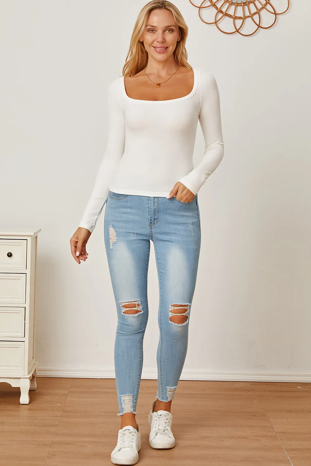 Square Neck Long Sleeve T-Shirt, image 7