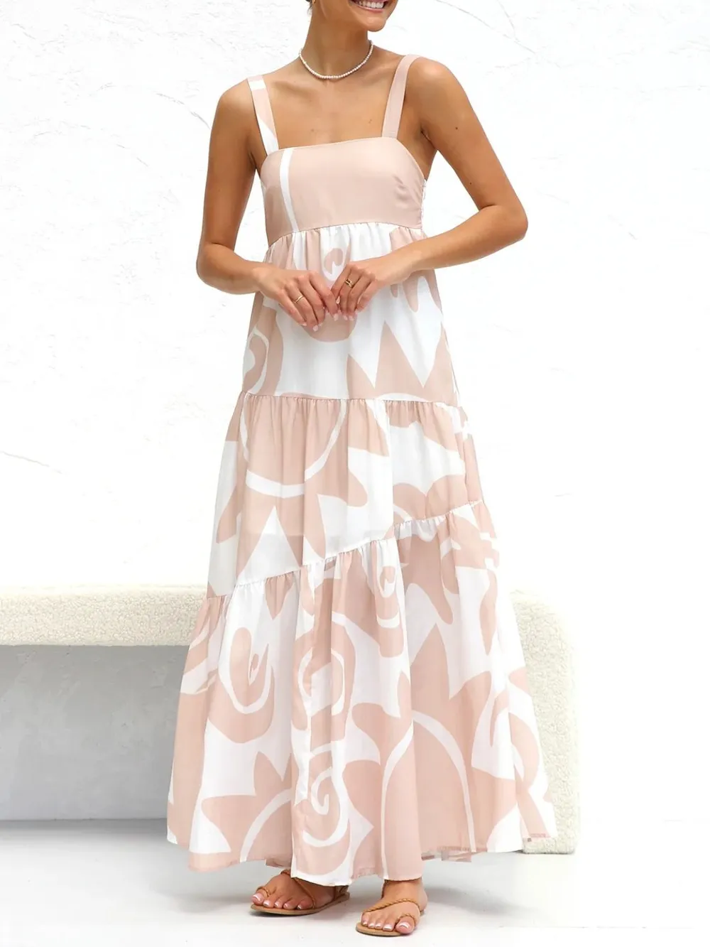 Square Neck Wide Strap Maxi Dress, image 2